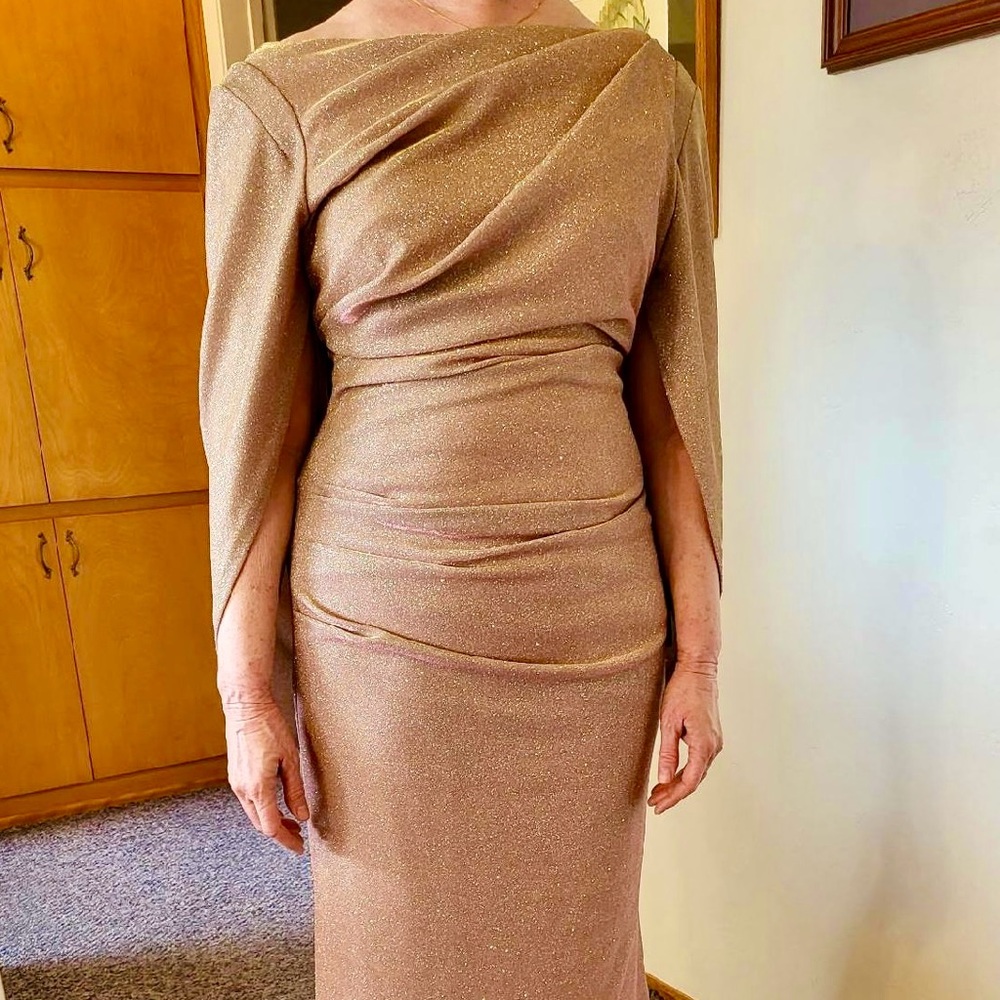 Betsy & Adam Shimmering Floor-length Dress